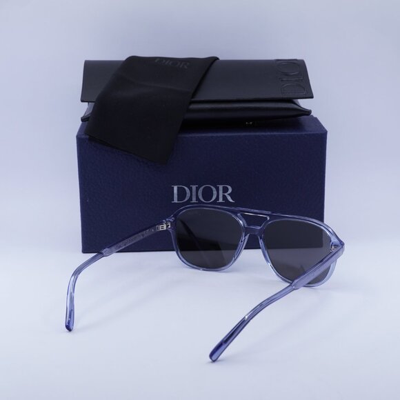 Dior INDIOR N1I 80A4 Square Sunglasses - Transparent Blue/Silver Mirror - Picture 8 of 8